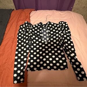 SHEIN Black and White Polka Dot Blouse
